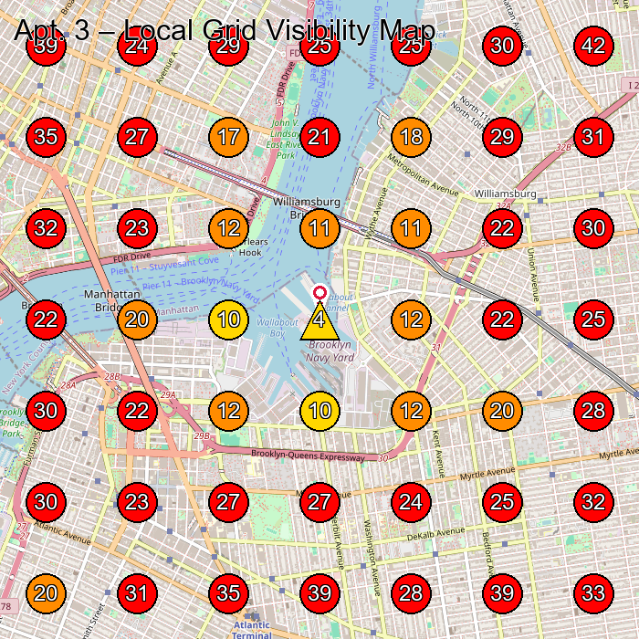 Apt. 3 GeoGrid visibility map for Barber Shop in Brooklyn